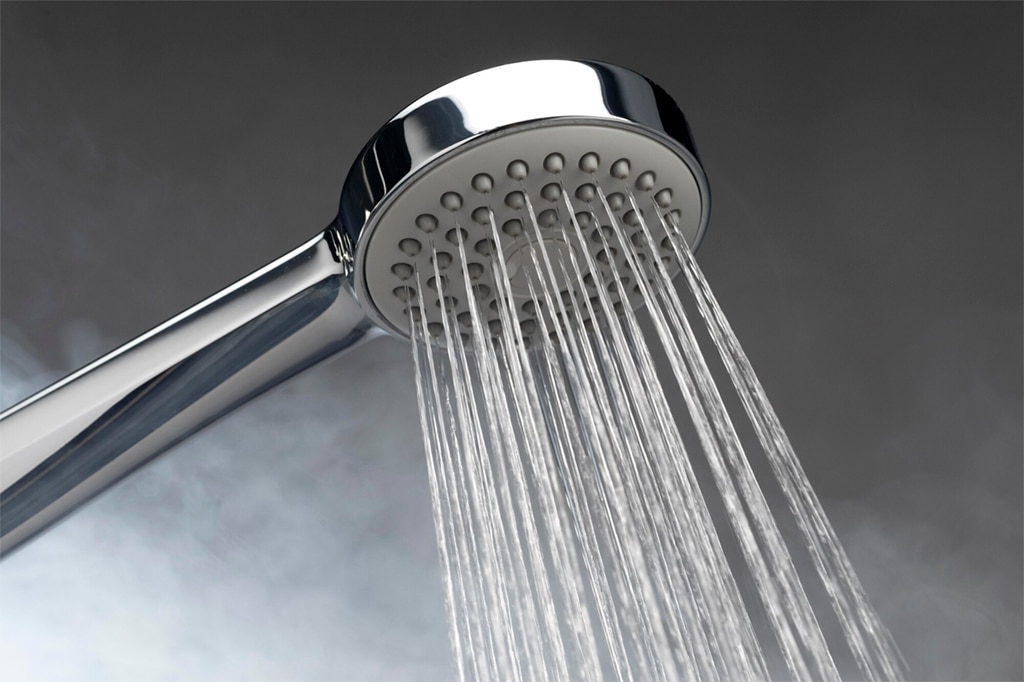 a small showerhead spraying water